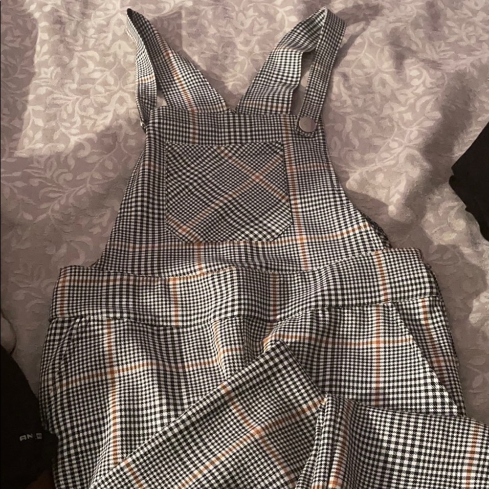 Black/ white/ orange overall jumpsuit